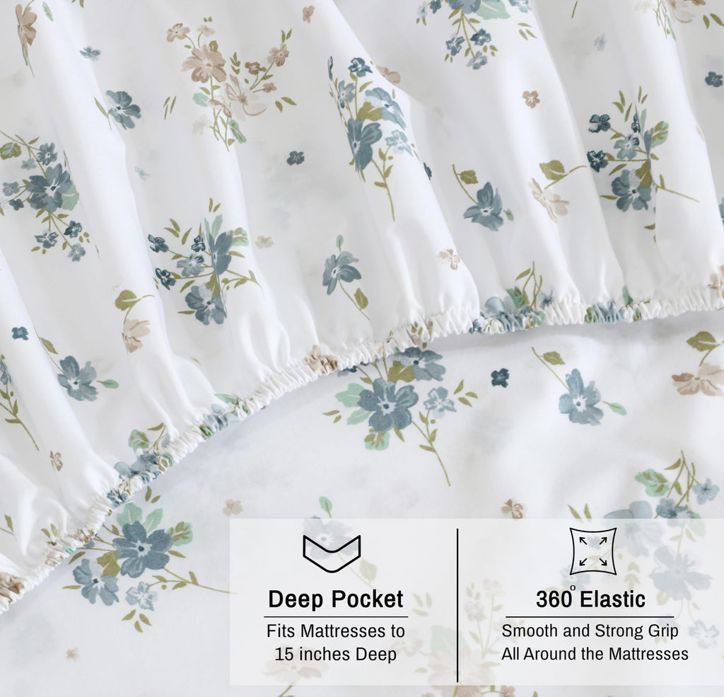 100% Organic Cotton Sheets, Percale Sheet Set, Halcyon