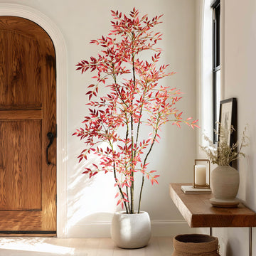 Tall Fake Bamboo Tree Large Artificial Nandina Trees Indoor Outdoor Realistic Floor Plant Potted Faux Plastic Silk