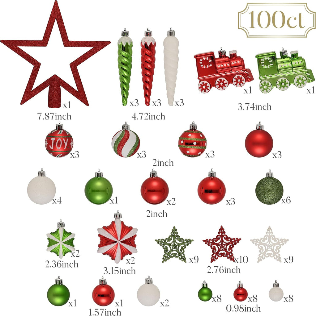 100ct Christmas Ornaments Tree Decorations Set