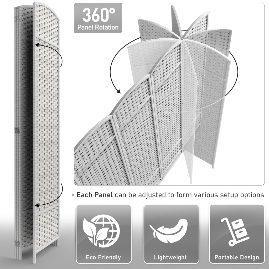 Foldable Room Divider, Mesh Privacy Screen (4 Panel, White)