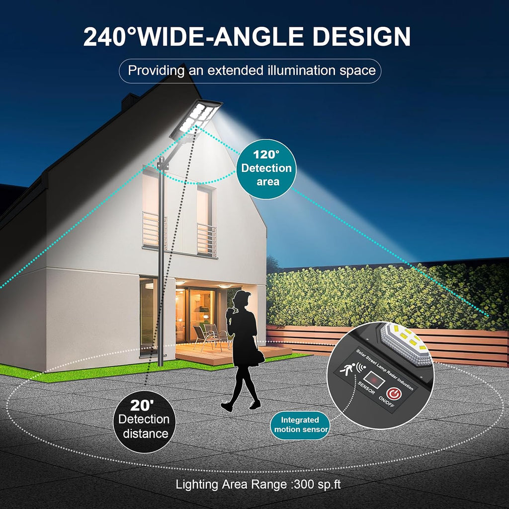 Solar Flood Lights Waterproof Wide Angle Dusk to Dawn Outdoor Lighting