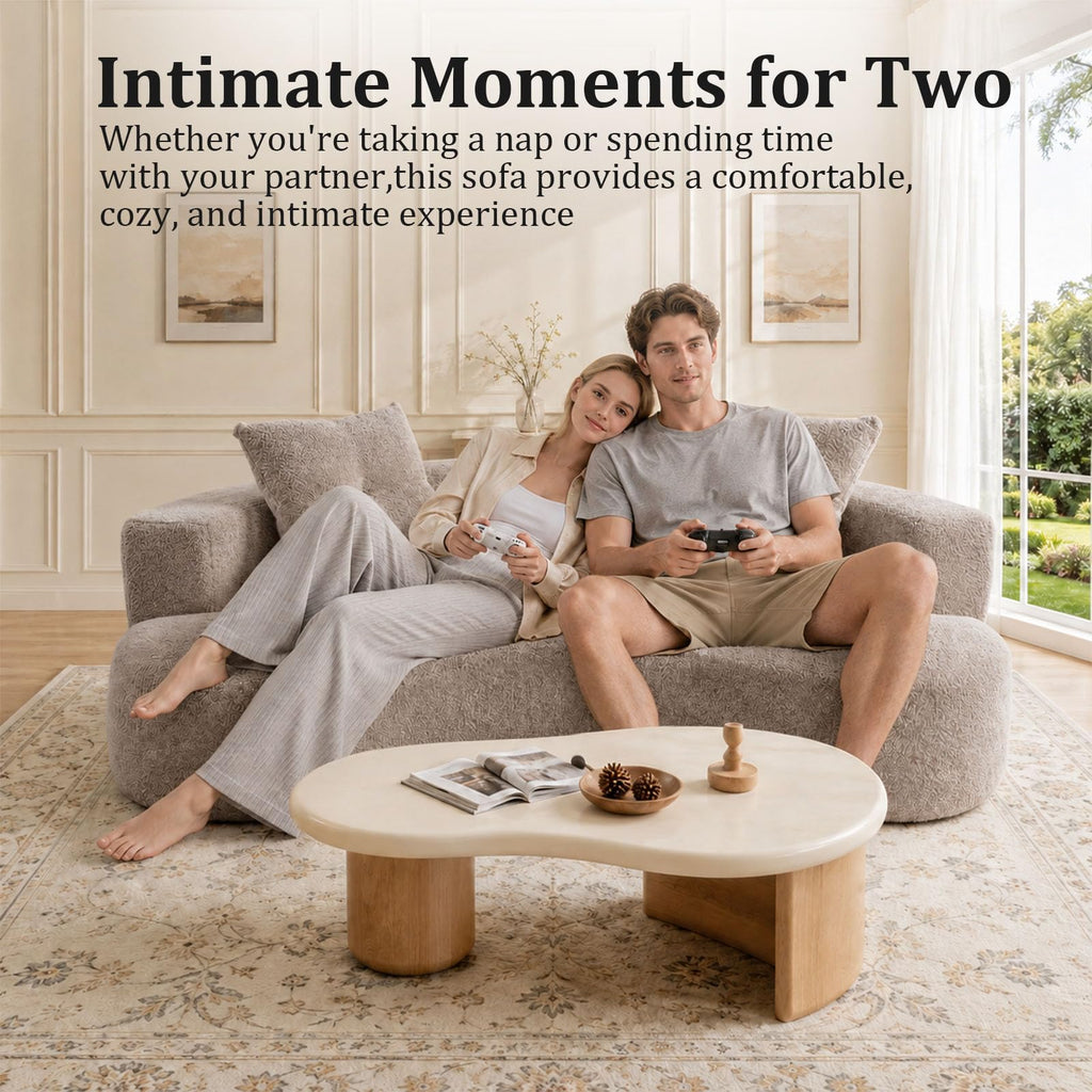 80" Curved, Small Loveseat Curved Couch (Camel)