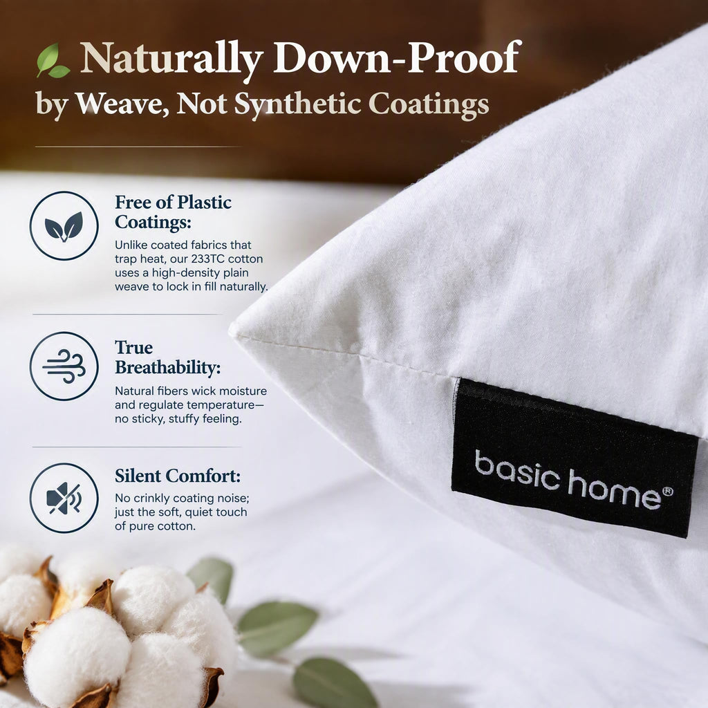 Hotel-Style 28x28 Goose Feather Down Euro Pillow Insert for Sofa & Bed - 100% Odorless & Plump Cushion Filler
