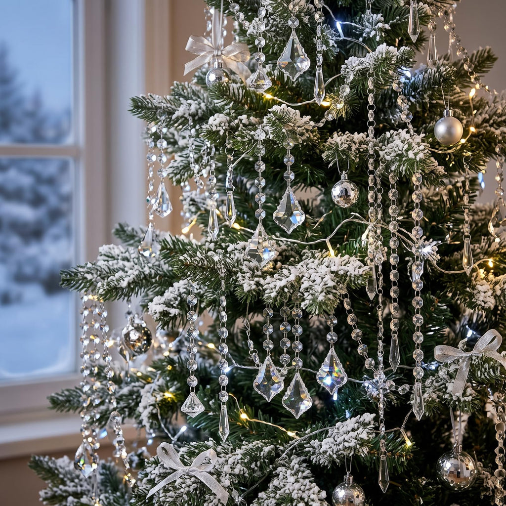 24 Pcs 39 Inch Clear Acrylic Christmas Crystal Garland Strands