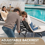 Patio Chaise Lounge Sets Outdoor Rattan Adjustable Back 3 Pieces Cushioned Patio Folding Chaise Lounge with Folding