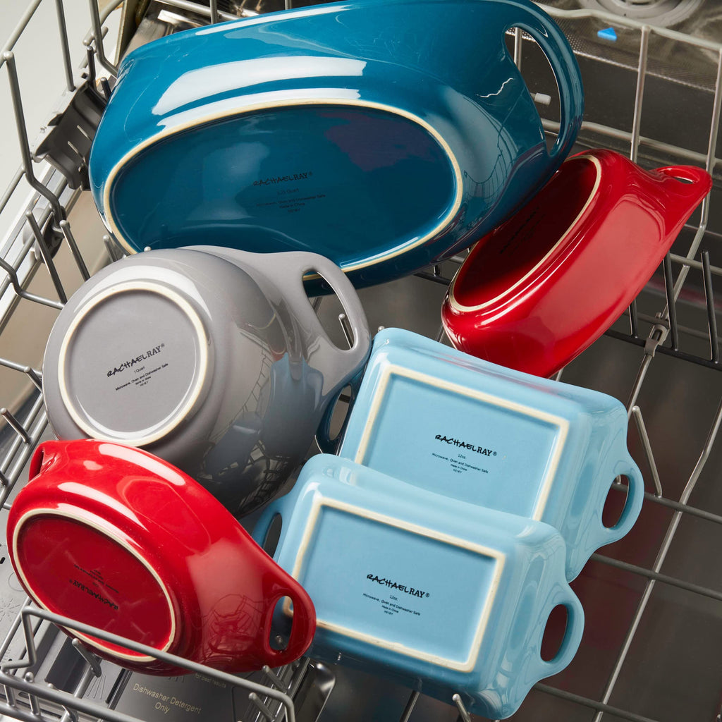 Ceramics Nesting Mixing Bowl Set with Pour Spout, 1 Quart and 2 Quart, Teal