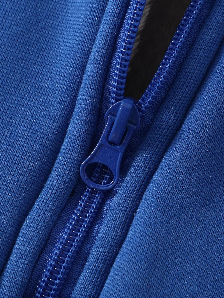 Kids Boys Zip-Up Hooded Sherpa Lined Jacket Fleece Sweatshirts Coat