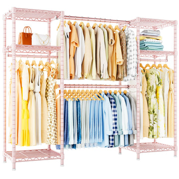 E7 Garment Rack, Heavy Duty Clothes Storage System with Extendable Rod