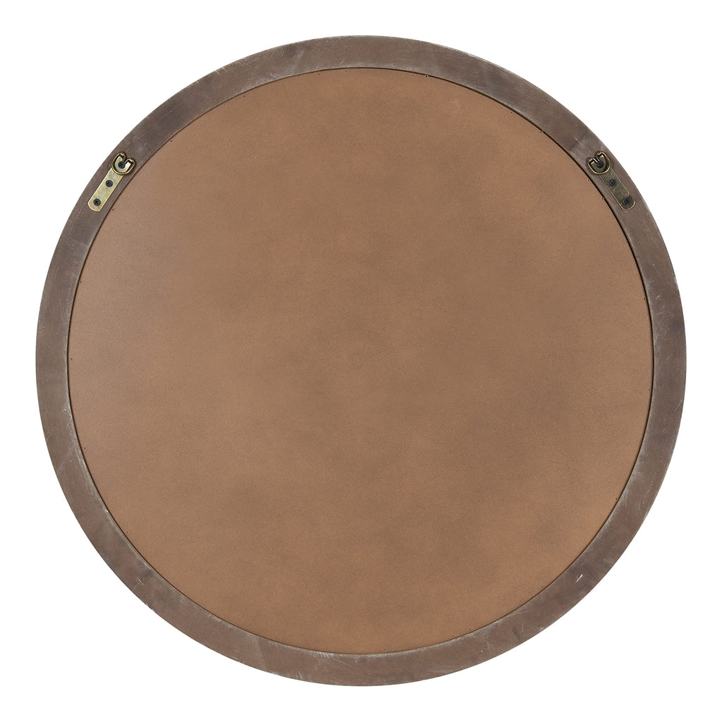 Mansell Farmhouse Wood Framed Round Wall Mirror, 28 inch Diameter, Rustic Brown, Decorative Modern Mirror for Wall