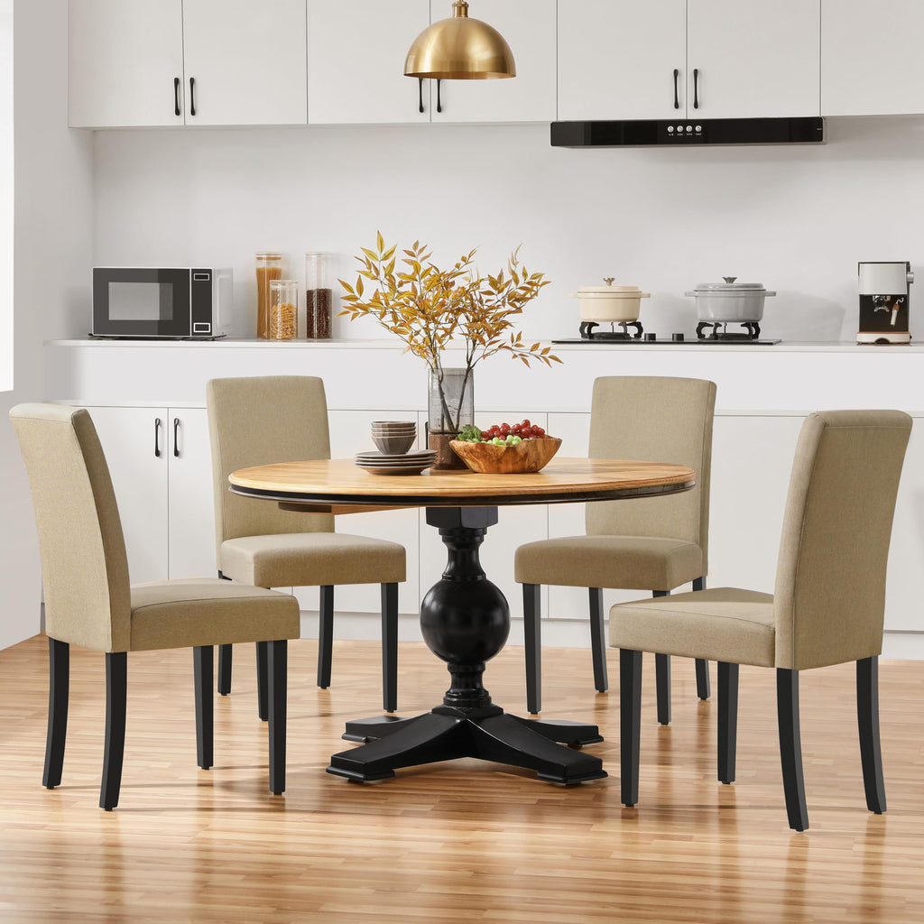 Set of 4 Upholstered Kitchen Chairs Khaki