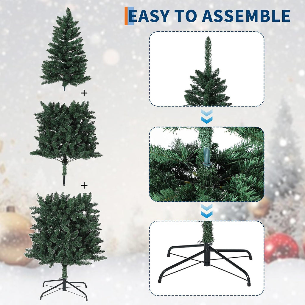 Christmas Trees with Lights ,Tall Pre-Lit Artificial Pencil Slim Christmas Trees with Dual Color LED