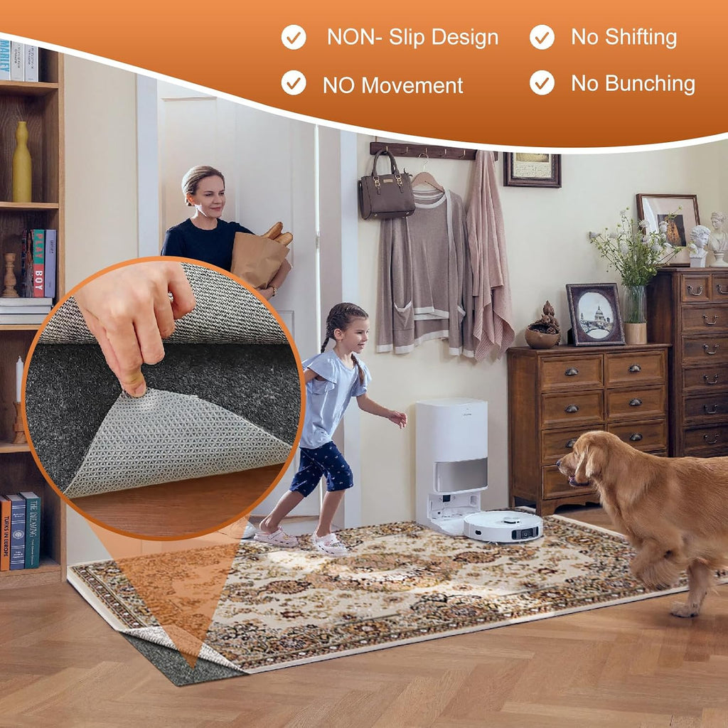 Felt Rug Pad, 3 x 5 Ft Rubber Non-Slip Rug Pad Gripper, Keep Rugs Secure and in Place, Extra Strong Under Carpet Mat
