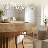 47.24" Oval Dining Table for 4, Small Kitchen Table with Pedestal Base, Space Saving Farmhouse Wood Dinner Table for