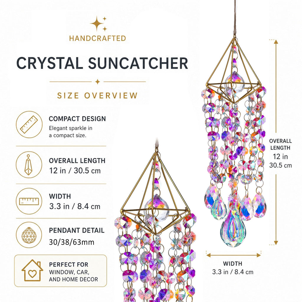 Crystal Suncatcher for Windows Hanging Glass Wind Chimes Whimsical Decor
