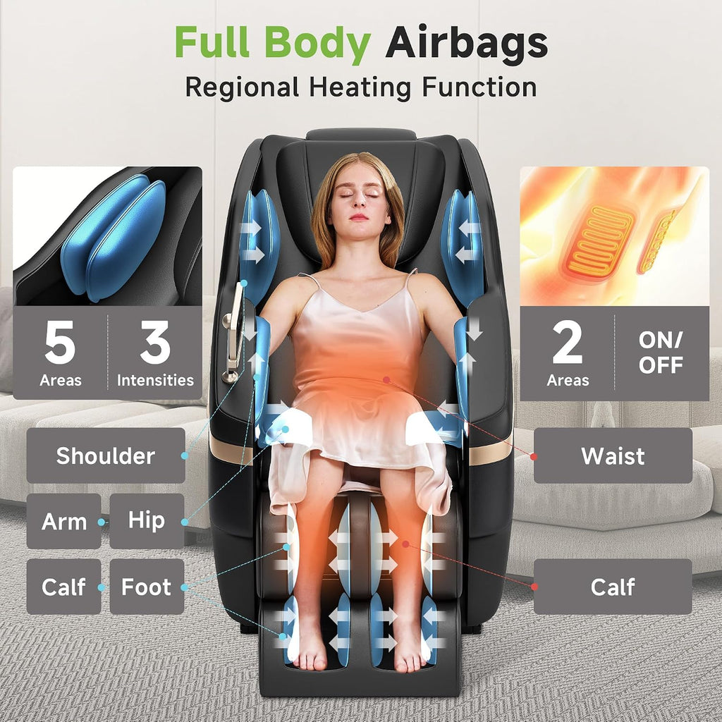 Full Body Shiatsu Massage Chair Relaxation | Zero Gravity Recline, Pre-Assembled, 6 Auto Modes, Foot Massage, Waist &