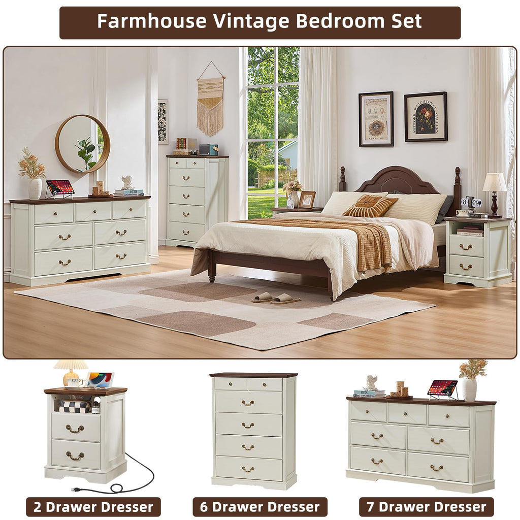 Farmhouse 7 Drawer White