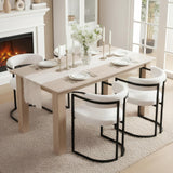 White Sherpa Dining Chairs Set of 4, Modern Boucle Barrel Dining Chairs with Comfy Back