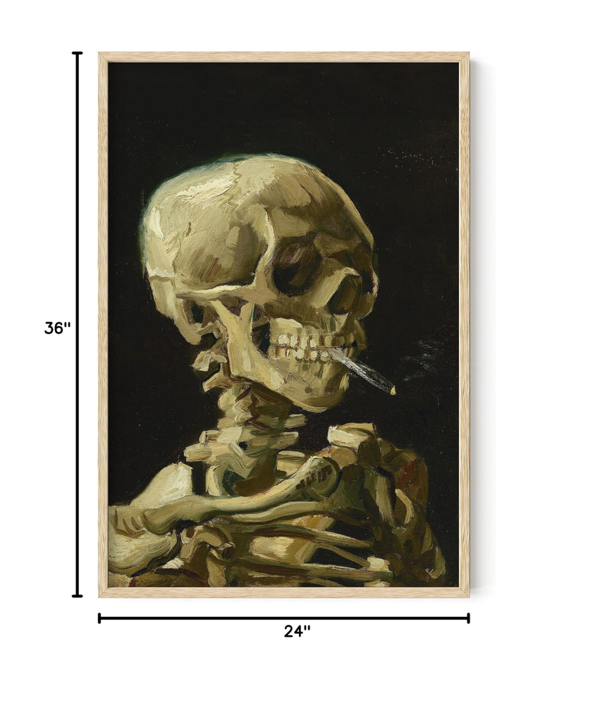 Van Gogh Skeleton with Cigarette Poster - Skull Art Print, Dark Academia Decor (Unframed, 24x36)