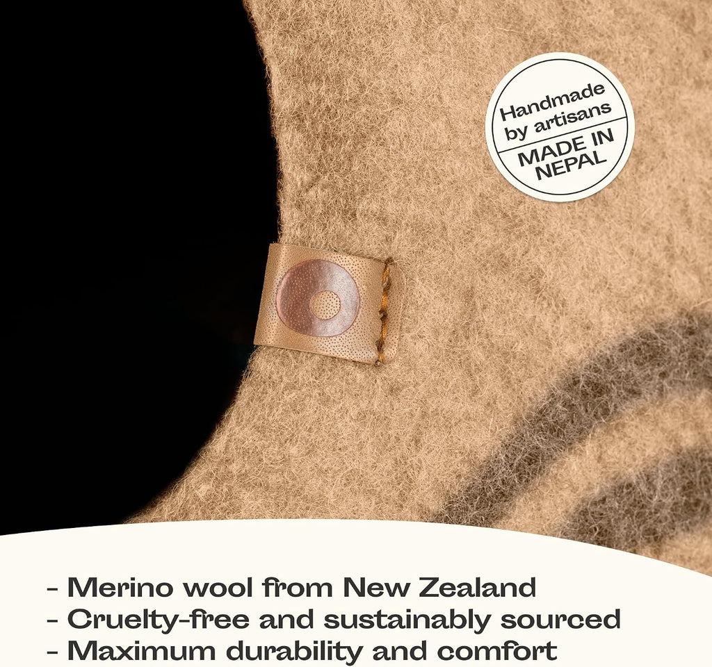 Cat Cave - Merino Wool Bed for Indoor Cats (Beige, Medium)