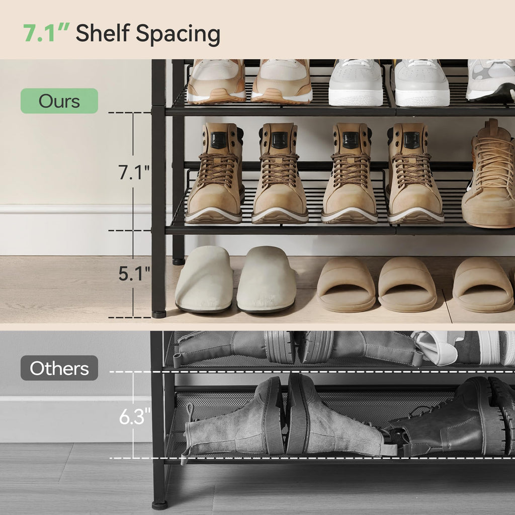 Shoe Rack for Closet, 4 Tier Shoe Organizer, Shoe Shelf with Storage Shelves and Spacious Top, Max Holds 16 of