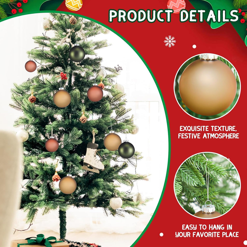 12 Pcs Neutral Glass Christmas Ball Ornaments 3.15" Rustic Glass Ball Ornaments for Christmas Tree for Xmas Tree