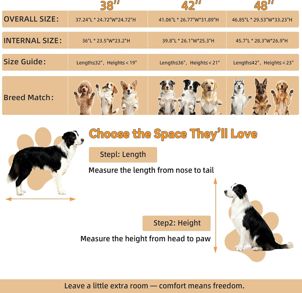 42" Dog Crate Furniture Style, Decorative Wooden Dog Cage