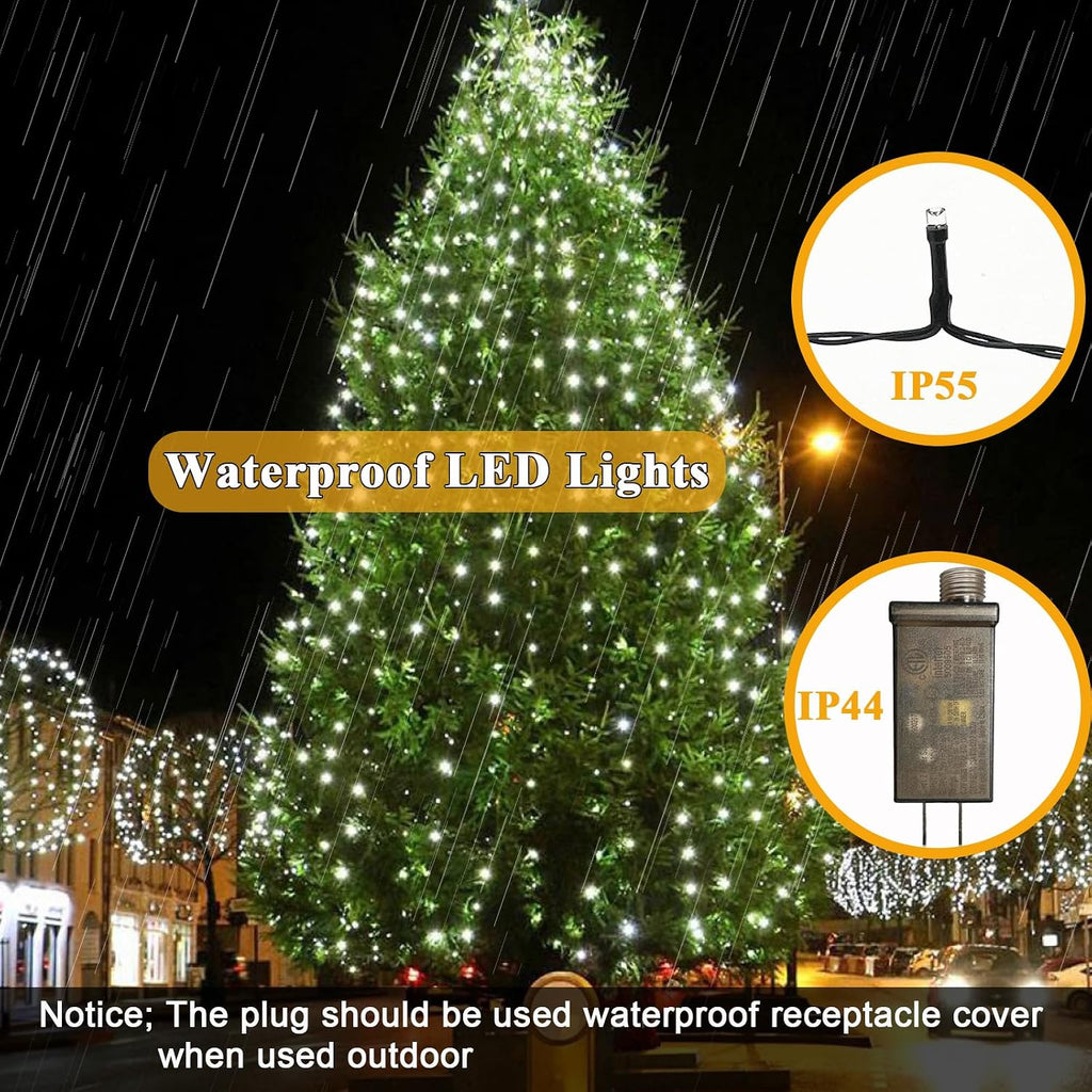 9.2ft x 16 Lines Multicolor to White Color Changing Christmas Tree Lights with Ring, 480 LEDs Xmas String Lights