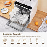 Countertop Dishwasher, 6 Programs Portable Dishwashers with 5L Built-in Water Tank, No Hookup Needed
