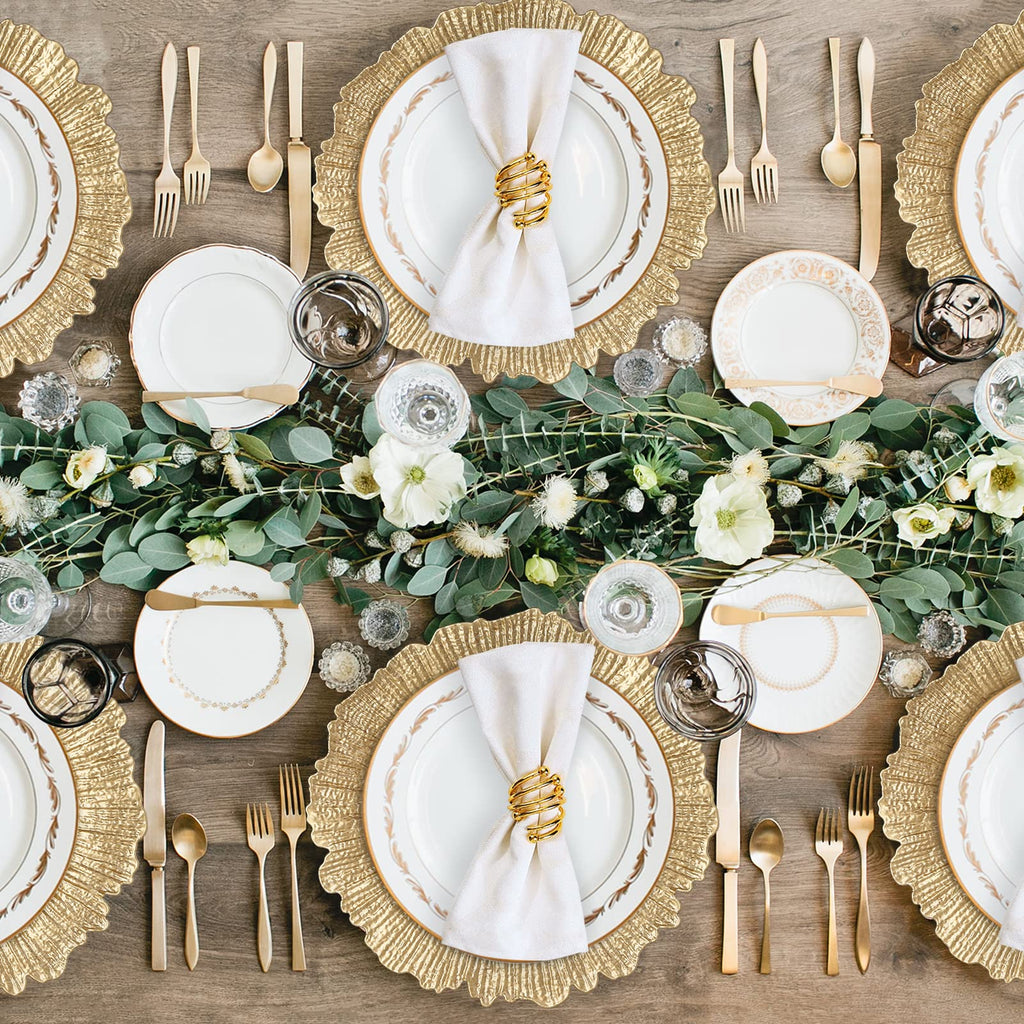 Gold Charger Plates Set of 6, Reef Chargers for Dinner Plates