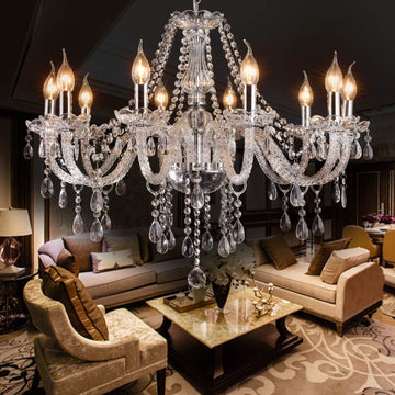 Modern Elegant 10 Lights K9 Crystal Glass Chandelier Pendant Ceiling Lighting European Style for Dining Living Room Bedroom Transparent, 10 E12 Bulbs Required A110-B082GC5W2Q