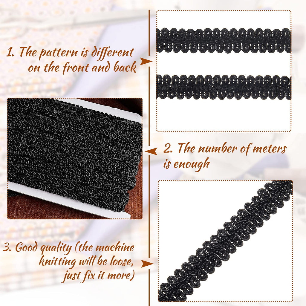 Gimp Braid Trim 1/2 Inch 20 Yard Gimp Braid Trim Decorative, Black