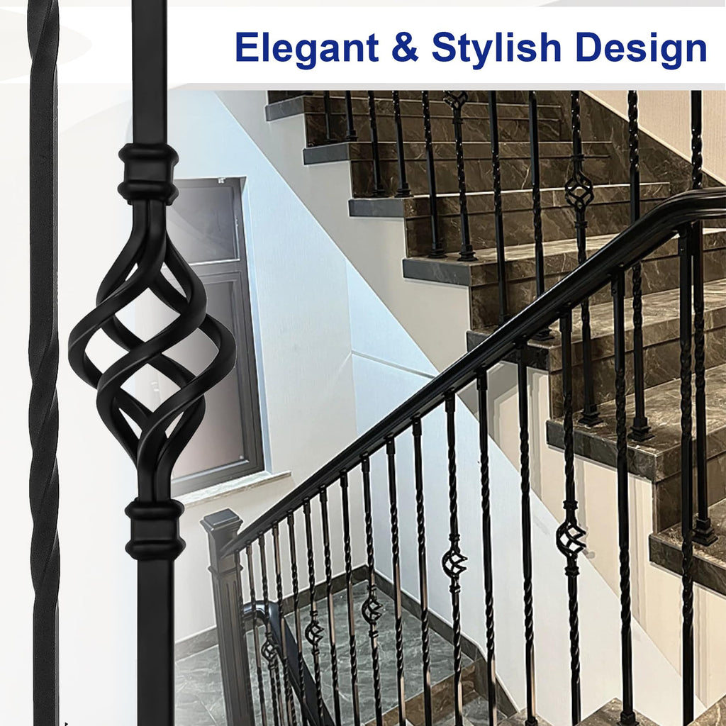 30-Pack Wrought Iron Stair Balusters, 44" Basket Twist Design