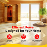 HEATWAVE Coronado 2 Person Hemlock Low EMF Infrared Wood Sauna for Home & Indoor Relaxation