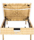 Outdoor Collection Cam Natural Brown Wicker/White Cushion Adjustable Chaise Lounge Chair, Black/Beige (PAT7501D)