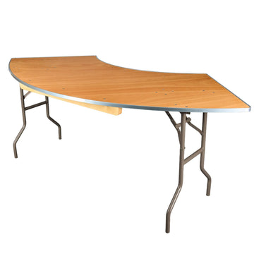84" Serpentine Heavy Duty Natural Plywood Folding Table