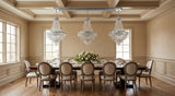Set of 3 French Empire Crystal Chandeliers - Silver Finish - H30" X W17" 4 Lights Each - Dining Room, Foyer, Entry Way, Living Room