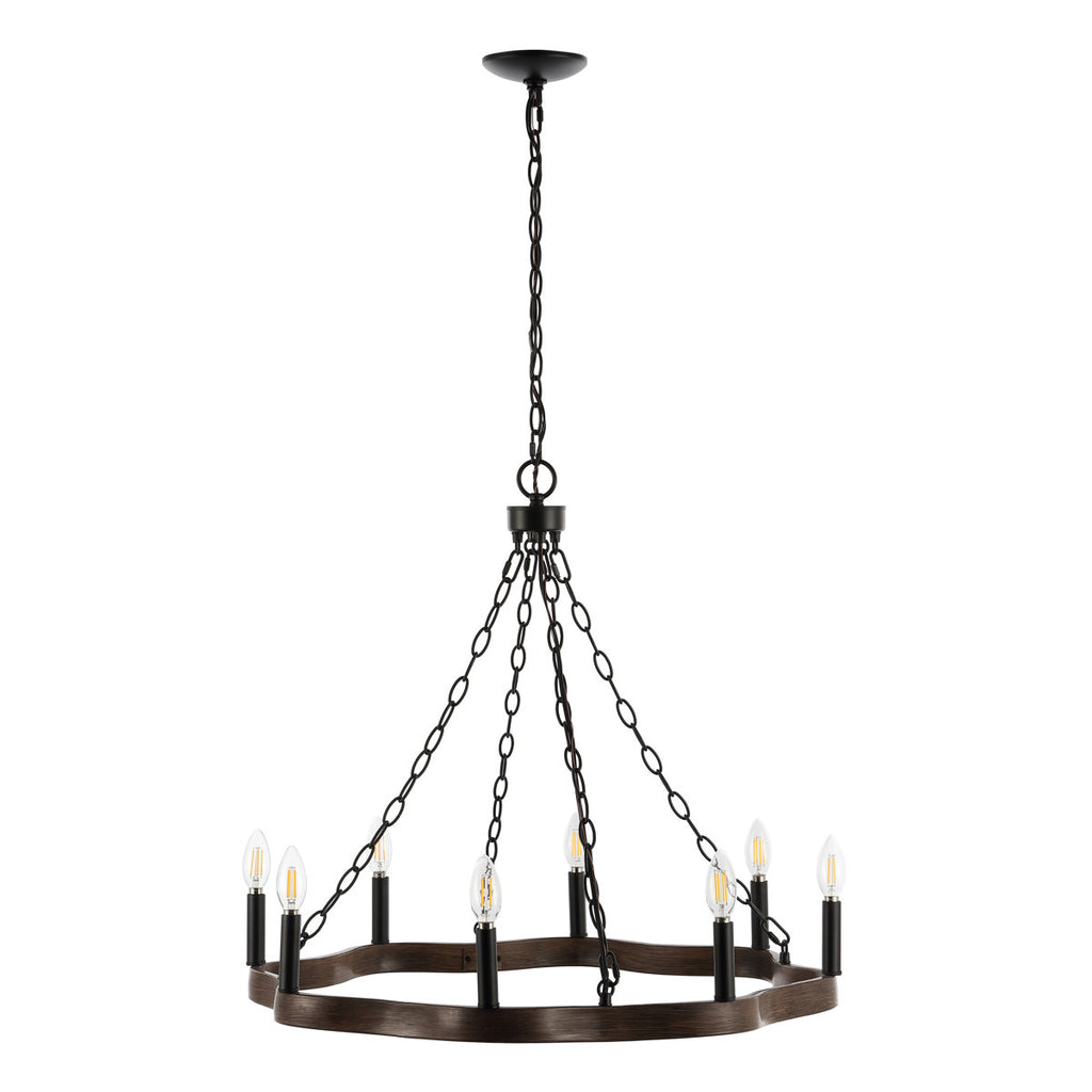 8-Light Dimmable Wagon Wheel Chandelier