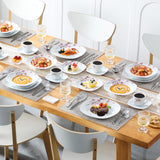 Annie Porcelain Dinnerware for 6, 30-Piece Pink Floral Dish Set With Plates and Bowls Including Dinner, Dessert, Soup
