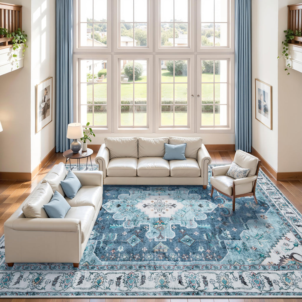 9x12 Washable Non Slip Boho Area Rug
