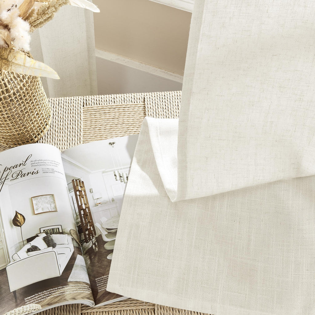 Linen Curtains 2 Panel Set, Light Filtering, Ivory on Linen Curtains 84 Inch Curtains, Cream Drapes 84 Inches Long