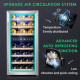Wine Cooler Refrigerator 16 inch Freestanding Wine Refrigerator 33 Bottles Dual 