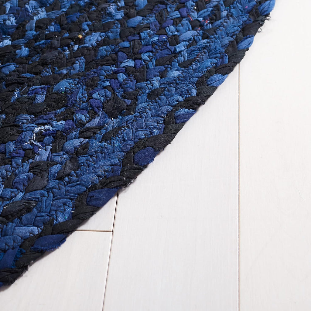 Braided Oval Rug 6x8, Navy & Black BRD452N
