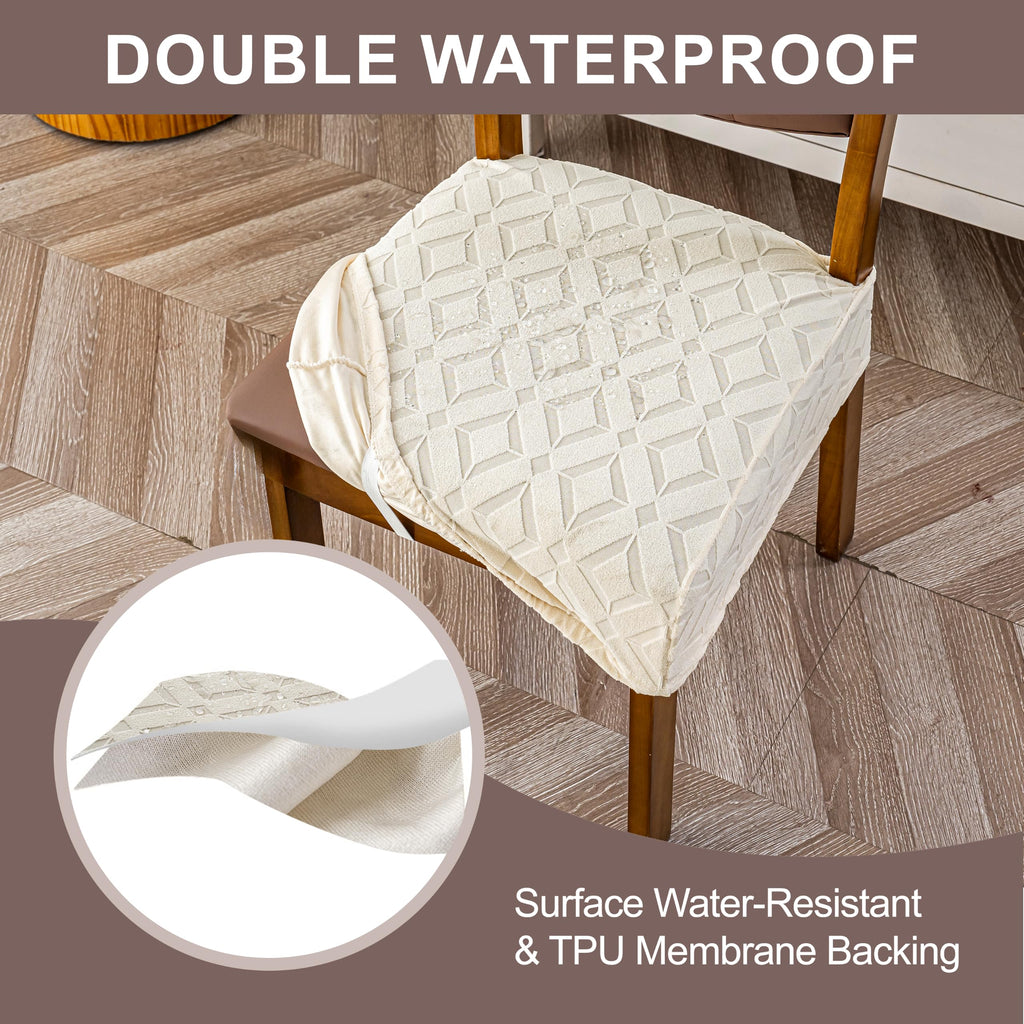 Waterproof Chair Covers Set of 4, Dining Chair Cover, Beige