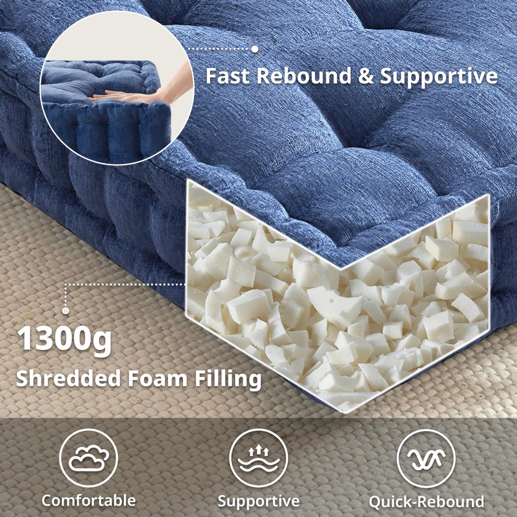 Floor Pillow, Large Cushion for Meditation, 24x24" Navy