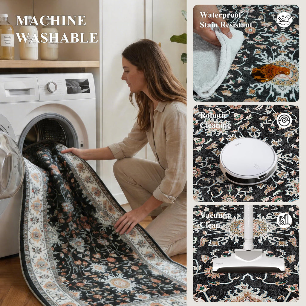 Washable Runner Rug - Hallway Runner Rug Kitchen Rugs and Mats Non Skid Washable Waterproof Carpet Runner