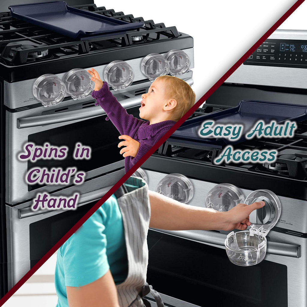 6 Pack Clear Stove Knob Safety Covers - Protect Little Kids with A Child Proof Lock for Oven/Stove Top/Gas Range