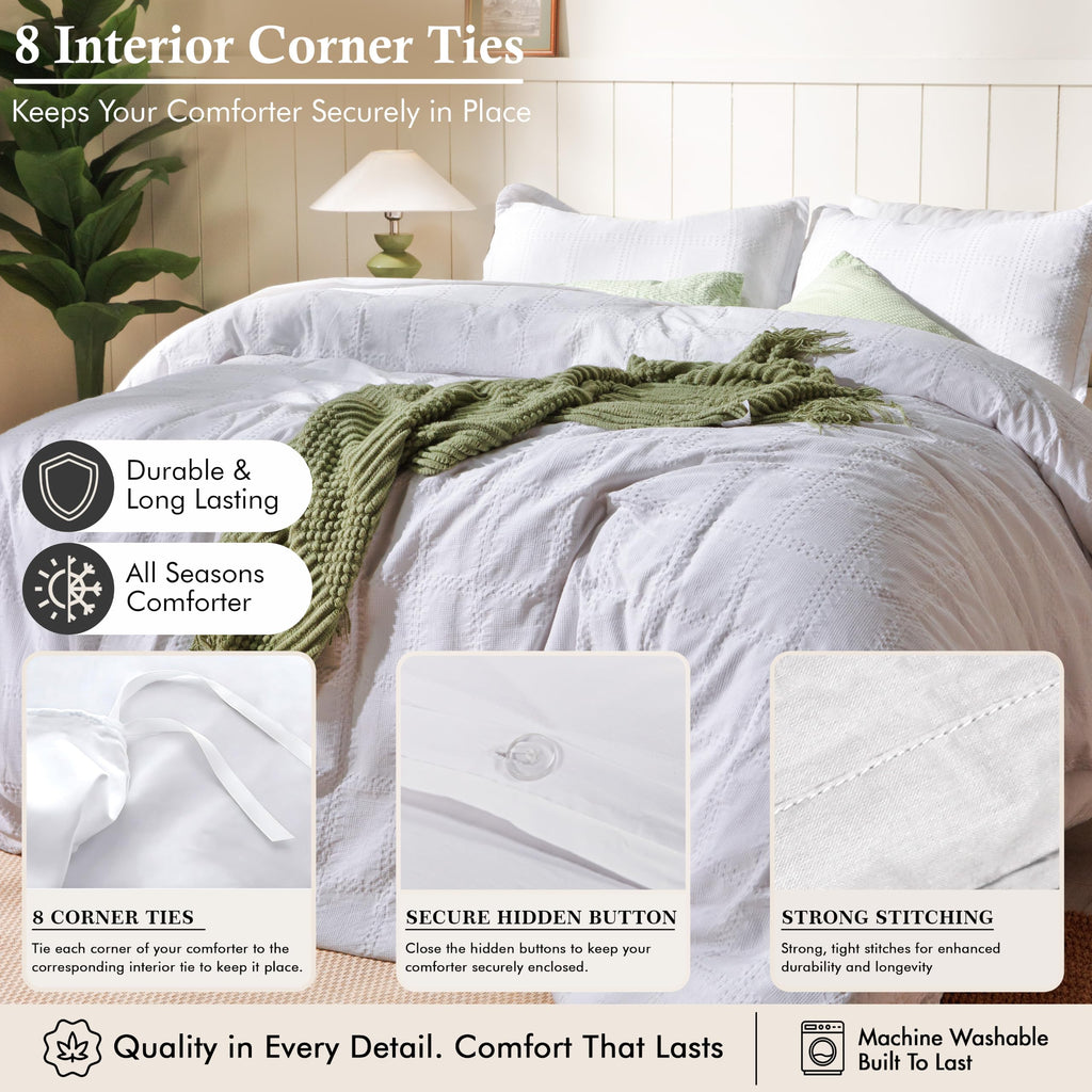 100% Cotton Waffle Duvet Cover, Bright White