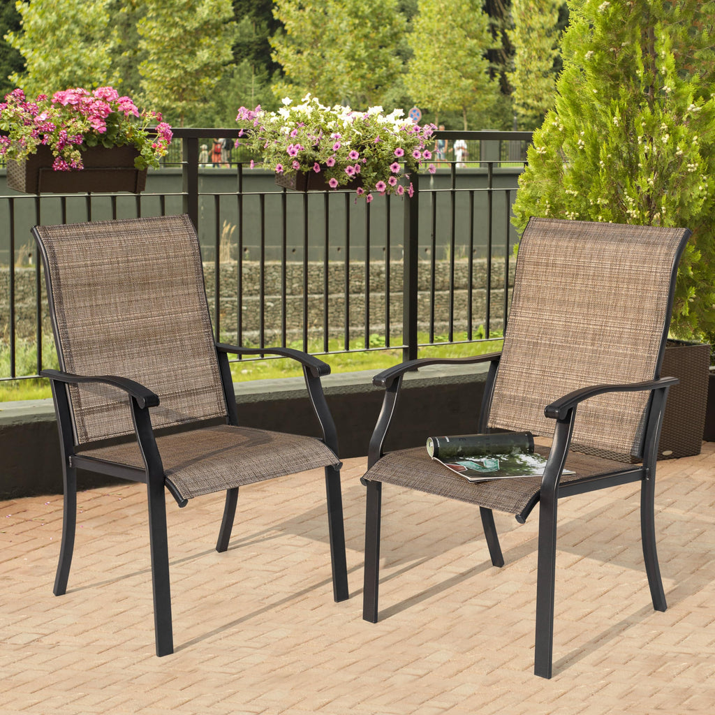 Patio Dining Chairs Set of 2, Outdoor Chairs with Armrest, Indoor/Outdoor Chairs Backyard Deck Garden Chair