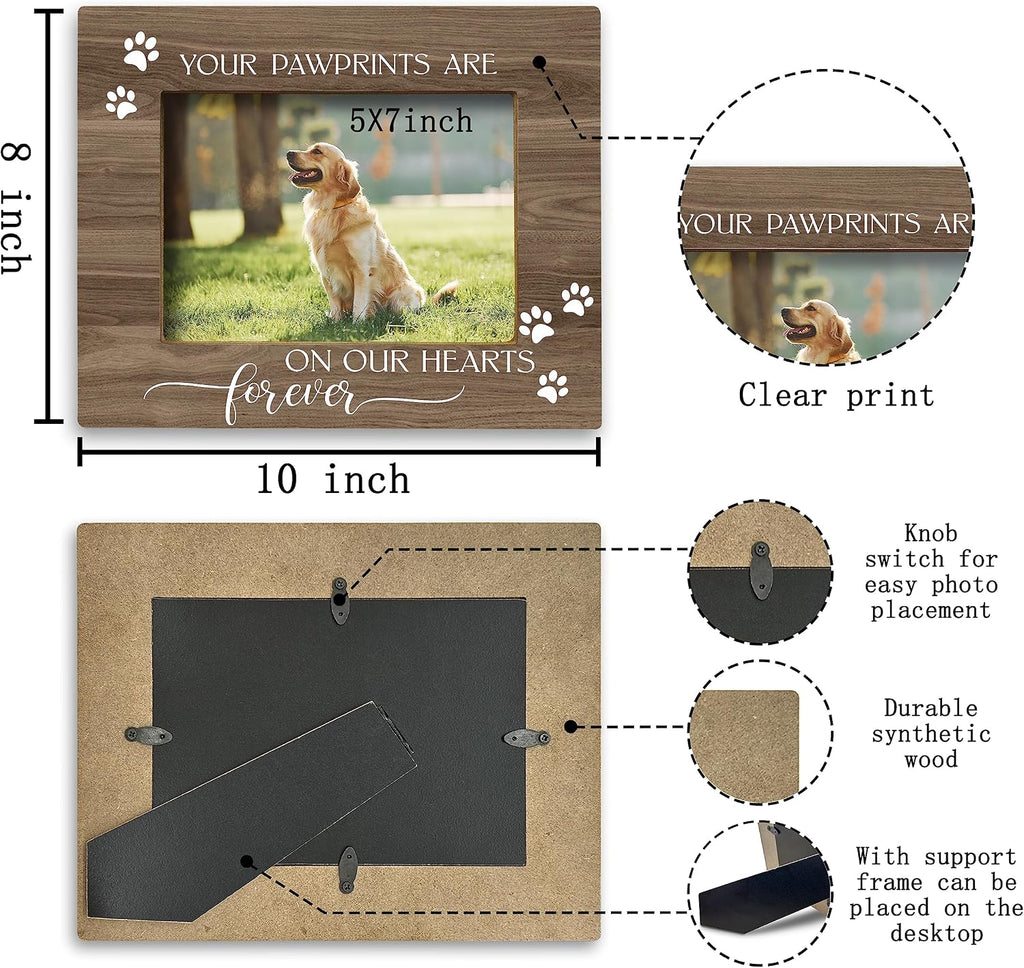 Your Pawprints are Forever in Our Heart Pet Memory Picture Photo Frame, Pet Dog Cat Memorial Picture Frames, Pet Loss