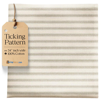 Light Grey Striped Ticking Fabric by the Yard - 54" Wide 100% Cotton Material for Upholstery, Pillow Ticking, Plaid &